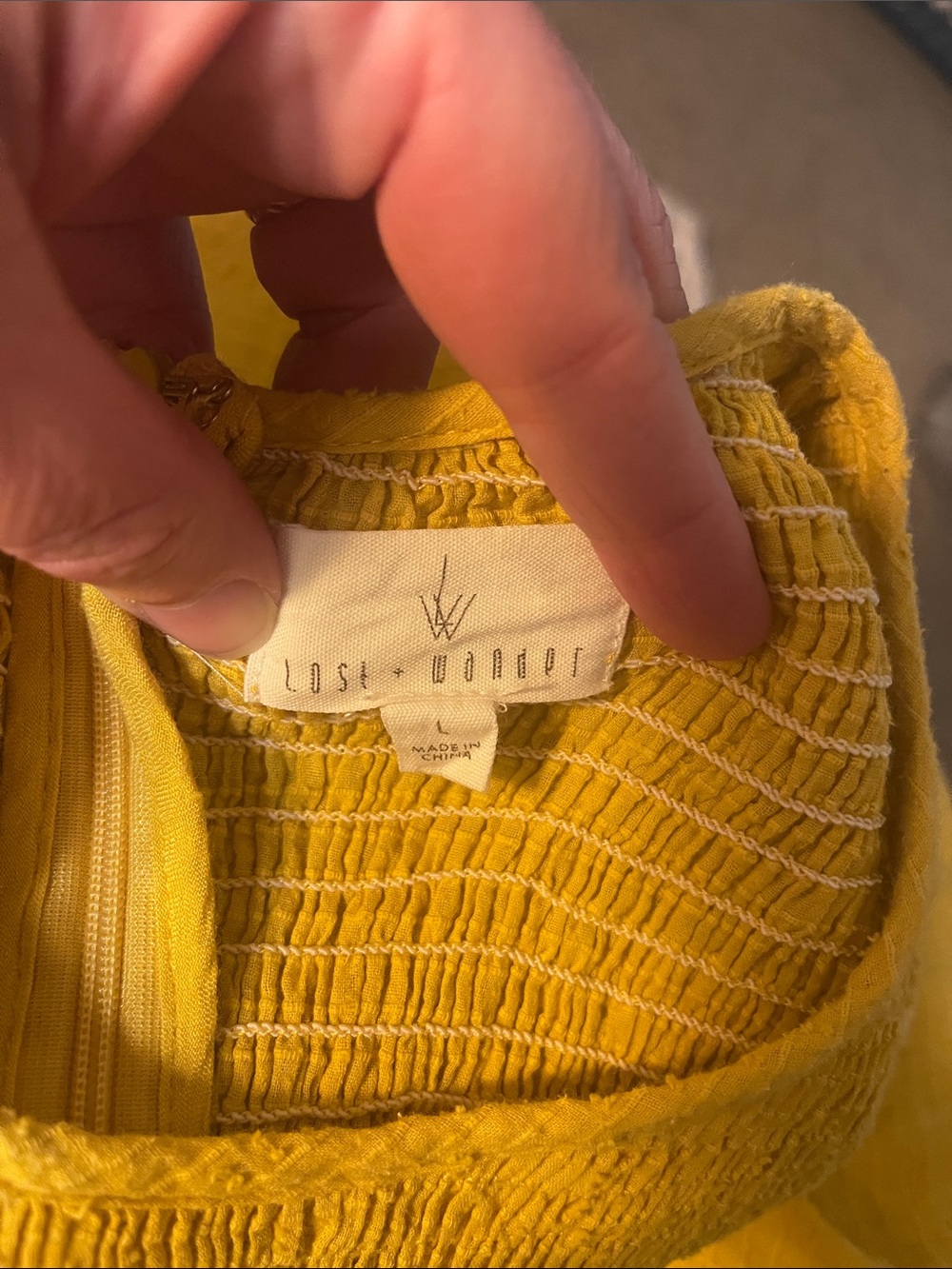 Lost + Wander Women’s Mustard Yellow Ruffle Sleeve Maxi Dress size L - Picture 3 of 3